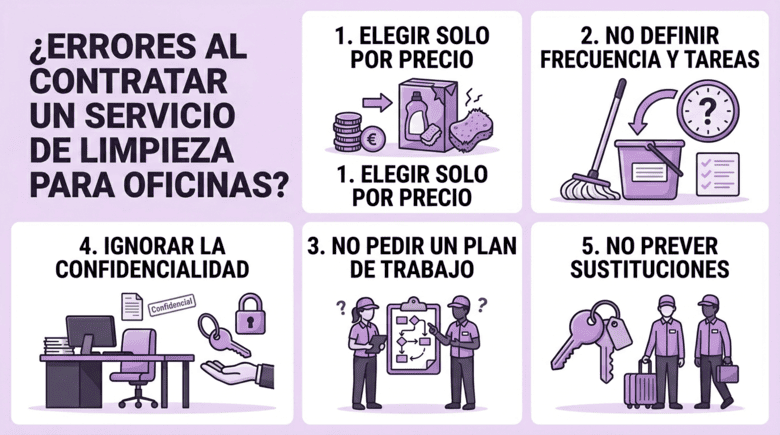 Infografía sobre empresa de limpieza para oficinas en Málaga y servicios profesionales por zonas
