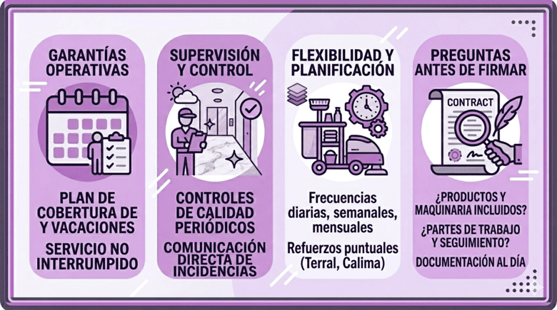 Infografía sobre cómo limpiar comunidades en Málaga y organizar las tareas de mantenimiento