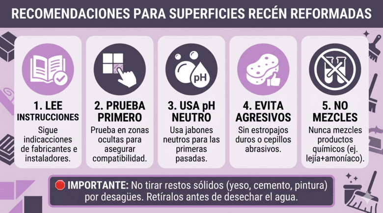 Infografía con errores comunes en la limpieza después de una reforma
