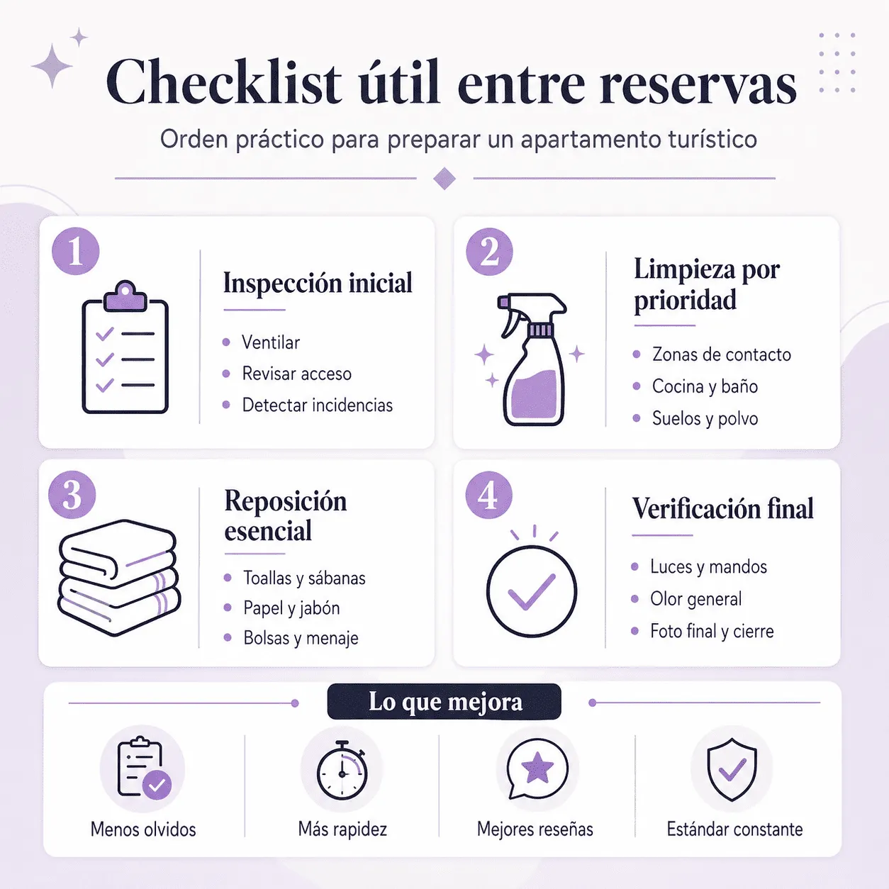 Checklist útil entre reservas para limpiar y preparar un apartamento turístico