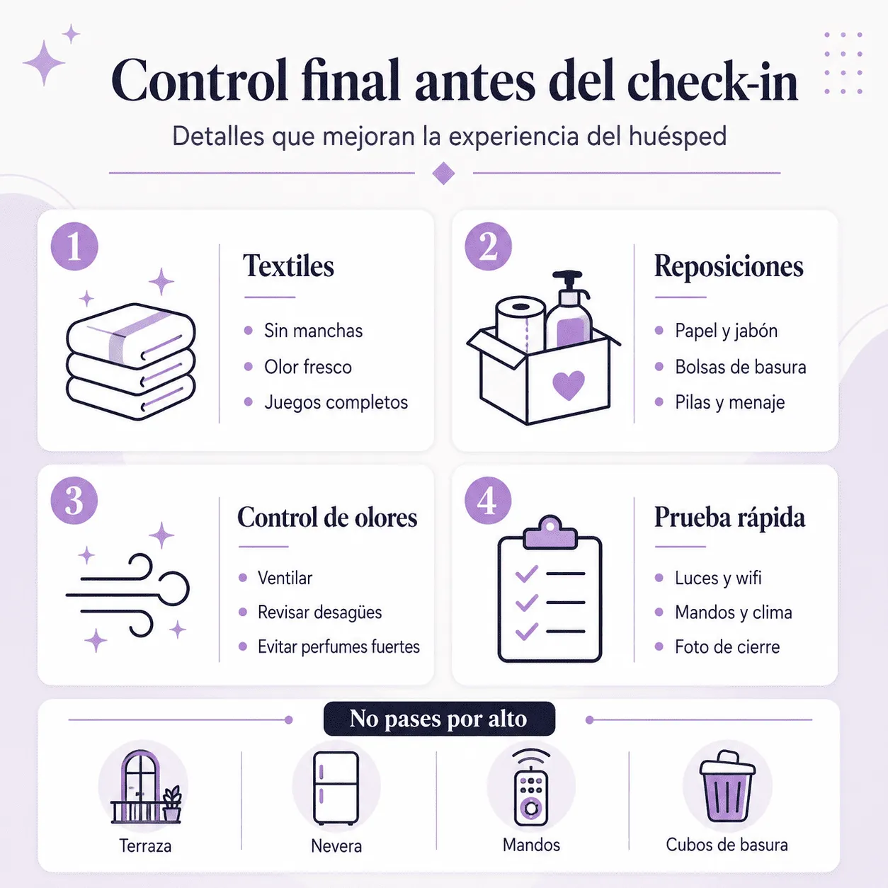 Control final antes del check-in en un apartamento turístico
